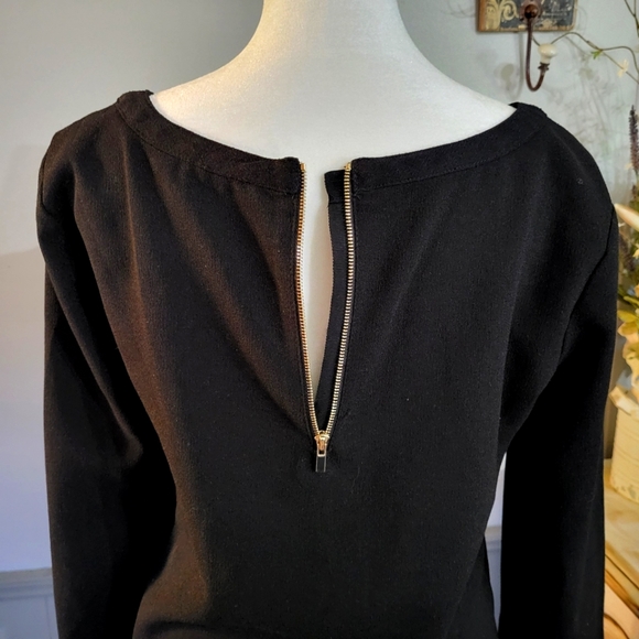 Ann Taylor white crotchet lace front, 1/2 zippered back, long sleeve blouse Sz 2 - Picture 4 of 9